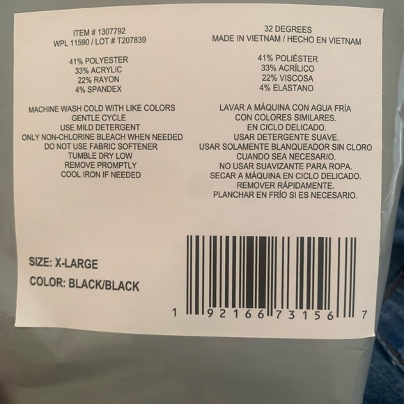 Nwt! 32 degrees womens leggings Black XL - Picture 4 of 4